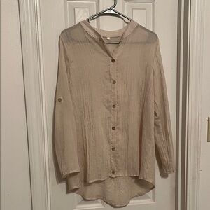 Beige Button-Up Blouse